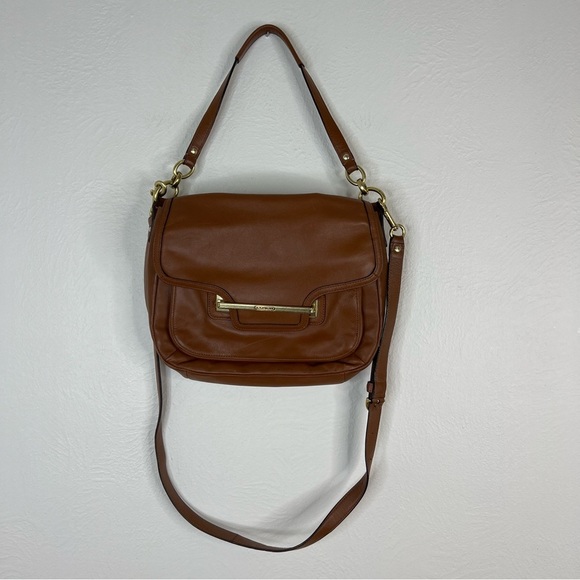 COACH Taylor Saddle Brown Leather Crossbody Messenger Bag Purse - Picture 1 of 16